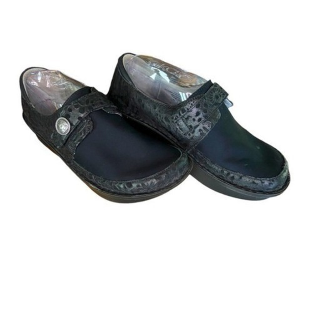 Alegria DEN 435 Black Leather Manmade Comfort Slip On Shoes Women Size 39